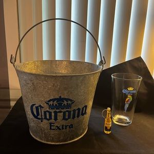Corona Beer Bucket, 12 oz. Glass & Bottle Opener Key Chain